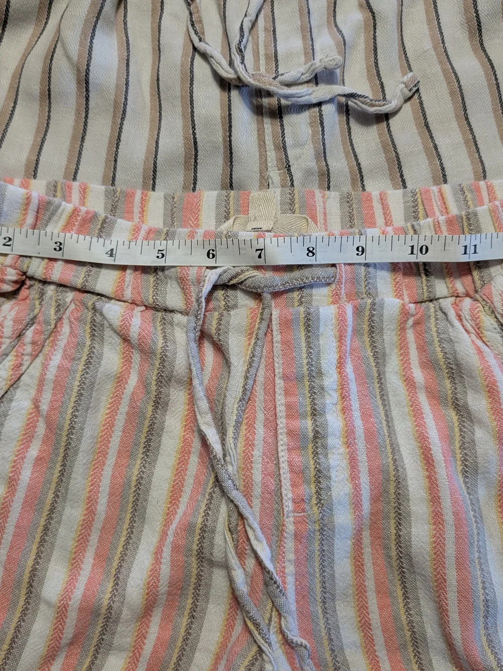 (E15) Casual Light Blue Denim and Striped Lounge Short Set